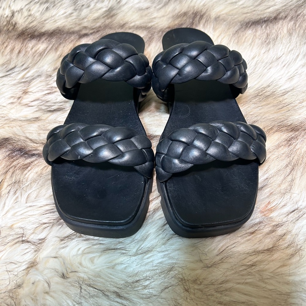 Bernardo Black Braided Sandals